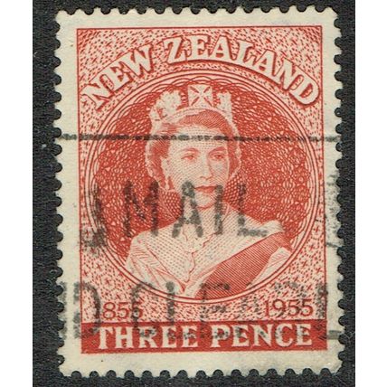 New Zealand 1955 Centenary of 1st Postage Stamps 3d Brown Red SG740 GU
