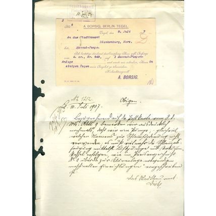 Germany. 1907. Berlin. Handwritten Contract Purchase, Terms, 1 Mammut Pump