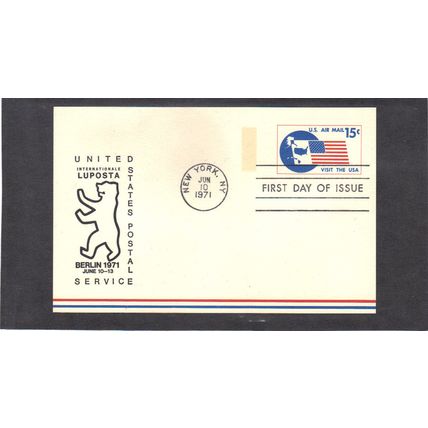 FDC UXC11 15c Flag (No Cachet-U/A) CV40263