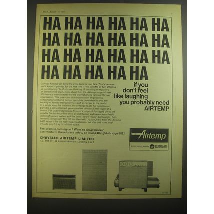 1967 Chrysler Airtemp Ad - If you don't feel like laughing