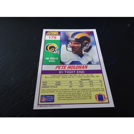 1990 Score Football Card # 179 Pete Holohan Excellent-Mint (6) Los Angeles Rams