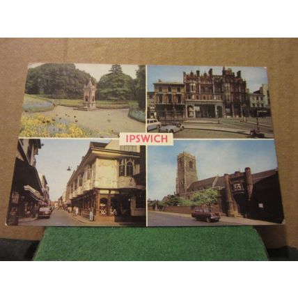 multiview, IPSWICH, SUFFOLK used vintage postcard 1960? postmark =