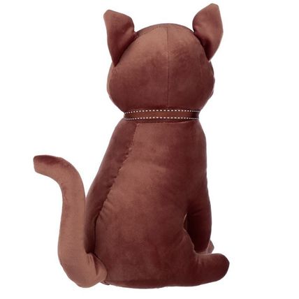 Dusky Pink Sitting Cat with Brown Bow Door Stop 31 CM