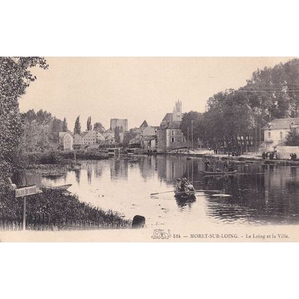 Lovers In Rowing Boat in Moret Sur Loing French Old Postcard