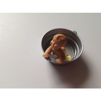 Baby Climbing out of a Tin Bath 1:12th Dolls House Miniature