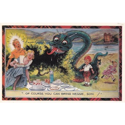'Of course you can bring Nessie son' humour Postcard unused VGC