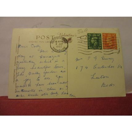 SPA AND SOUTH BAY, Scarborough Yorkshire used postcard by Valentine 1952 pm =