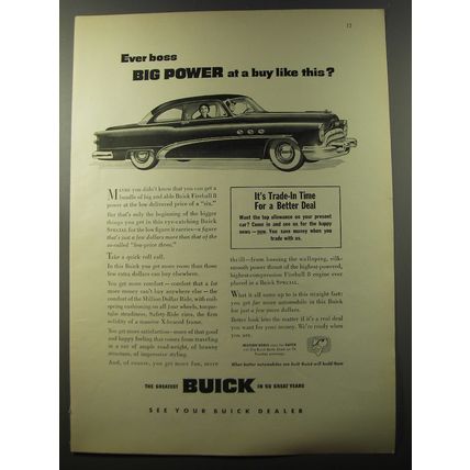 1953 Buick Cars Ad - Ever boss big power at a buy like this?