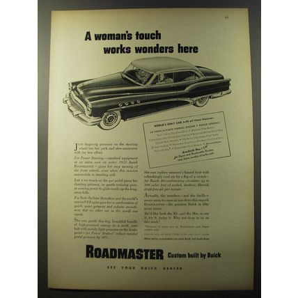 1953 Buick Roadmaster Car Ad - A woman's touch works wonders here