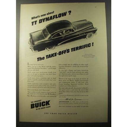 1953 Buick Cars Ad - What's new about TT Dynaflow? The take-off's terrific