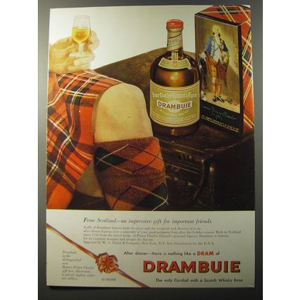 1953 Drambuie Liqueur Ad - an impressive gift for important friends