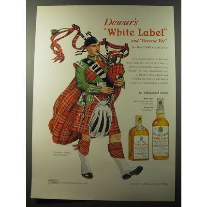1953 Dewar's White Label Scotch Ad - The famous Tartan of Clan Stewart
