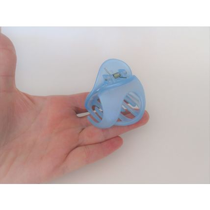 Lite blue velvet like hair claw clip