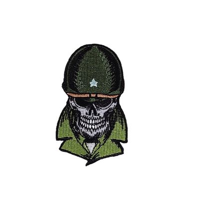 Marine Skull Iron On Patch Army Embroidered Sew Biker Soldier 4.7 x 8.2 cm P438