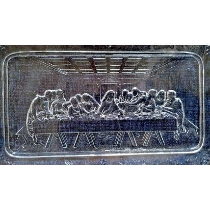 Last Supper Religious Glass Plate Bread Tray 11 X 7 Vintage Tiara Indiana Glass