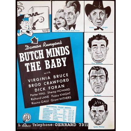 BUTCH MINDS THE BABY 1942 Virginia Bruce, Broderick Crawford Dick Foran TRADE AD