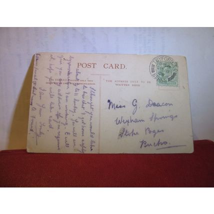 ST. MARY'S CHURCH, TWYFORD, BERKSHIRE used antique postcard 1908 pm =