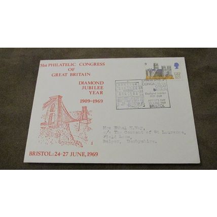 1969 GB Cover - Philatelic Congress Jubilee - Clifton Suspension bridge Bristol