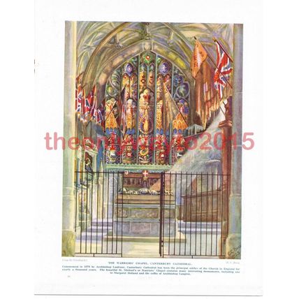 Warriors Chapel, Canterbury Cathedral, Kent, Book Illustration (Print), c1920