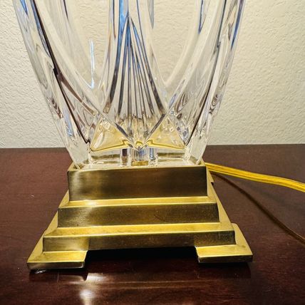 Waterford Finn Versailles Crystal Table Lamp w/Brass Base 26in Original Shades