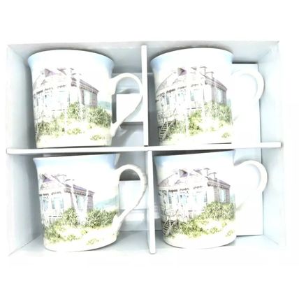 Sea Breeze Mugs Ceramic Fine China Set of 4 in a Gift Box 9 CM Gift Tableware