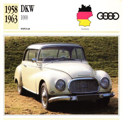 Collectors Club card. Classic Cars. DKW 1000