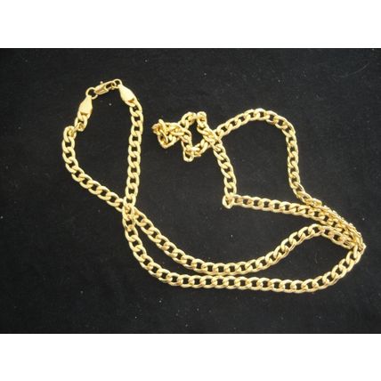 Quality 22" yellow gold plated 33g curb chain necklace
