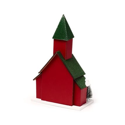 Church LED Christmas Decoration Green Roof & Red Walls 25 CM Gift Festive