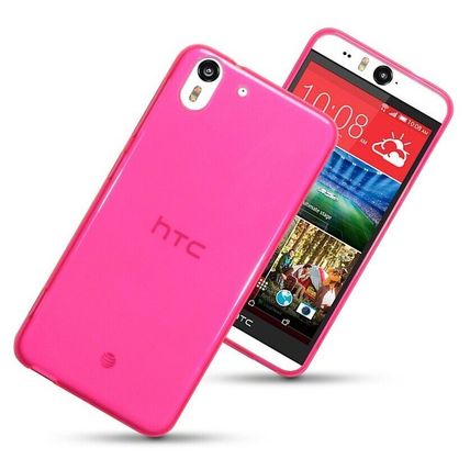Transparent TPU Gel Hot Pink Back Skin Cover Case by Qubits for HTC Desire Eye