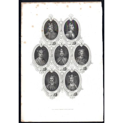 PORTRAITS FROM ANCIENT COINS 1850 Kings Henry Richard John ANTIQUE ENGRAVING #5