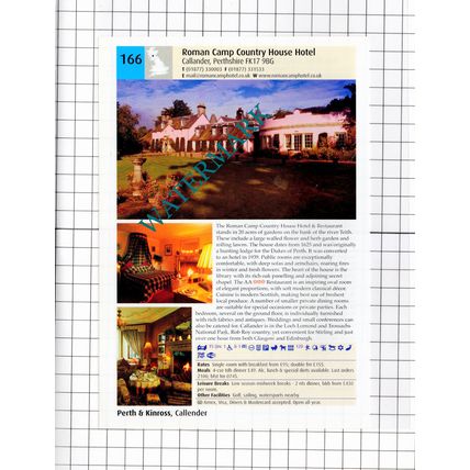 Craigellachie Hotel Speyside / Roman Camp Hotel Callender Scotland -2011 Advert