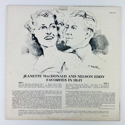 Jeanette MacDonald & Nelson Eddy – Favorites In Hi-Fi Vinyl LP Record Album