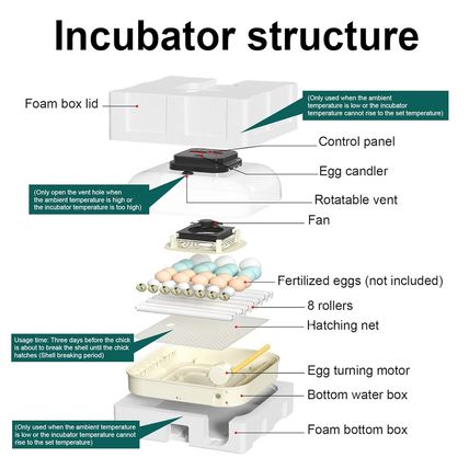 35 Egg Incubator with Automatic Egg Turning and Humidity Control, Incubator for