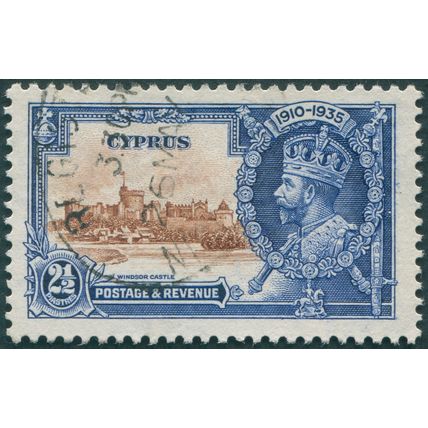 Cyprus 1935 2½pi. brown & deep blue Jubilee SG146 used