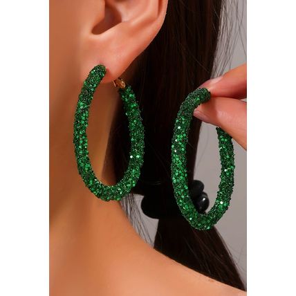 Dark Green St. Patricks Fashion Daring Sequin Loop Earrings