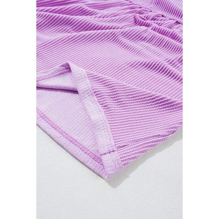 Phalaenopsis Corded Turn-down V Neck Bubble Sleeve Babydoll Blouse