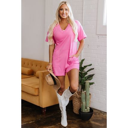 Bonbon Loose Half Sleeve V Neck Knit Romper