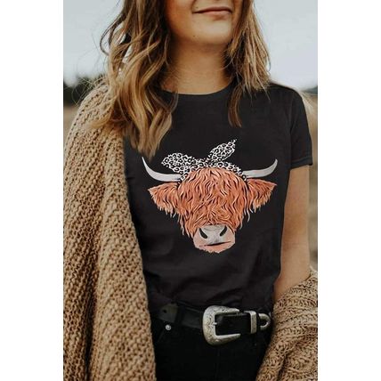 Cute Cattle Leopard O-Neck T-Shirt