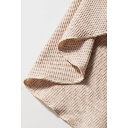 Oatmeal Short Sleeve Half Button Ribbed Knit Top
