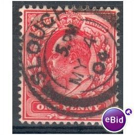 GB stamps 1902-10 KEV11 - 1d SG219 Slough 8