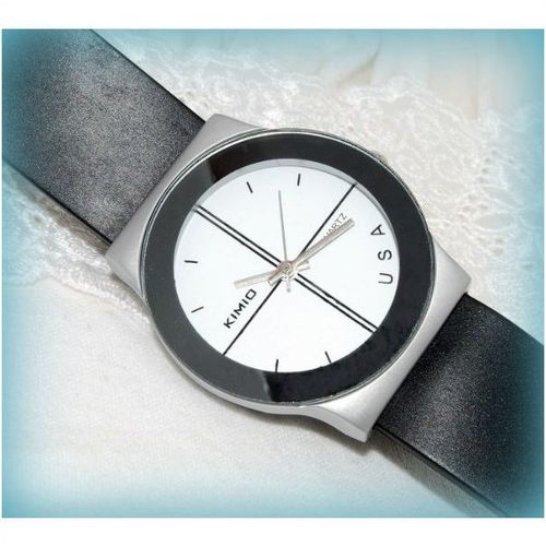 White Face Fashion Kimio Wrist Watch Black Watchband Jewellery 1301