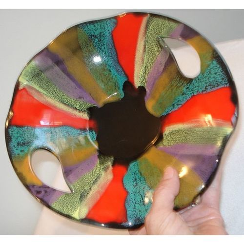 Vallauris Ceramic Pottery Mid Century Rainbow Glaze 70s Retro Decor bowl vase