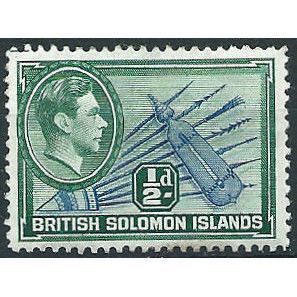 Solomon Islands 1939 SG60 1/2d Bllue & Blue-Green Mounted Mint ... .