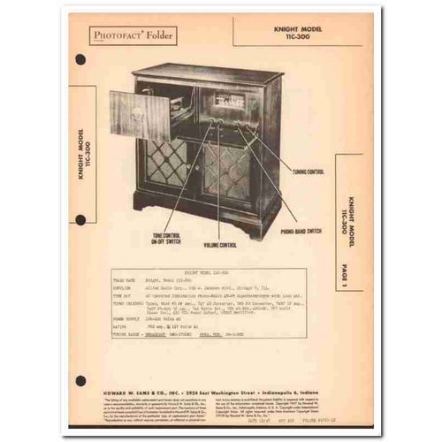 knight model 11c-300 am fm radio phonograph sams photofact manual