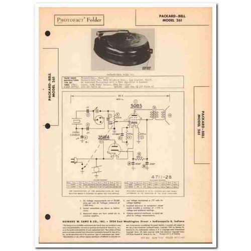 packard-bell model 261 2-tube phonograph sams photofact manual