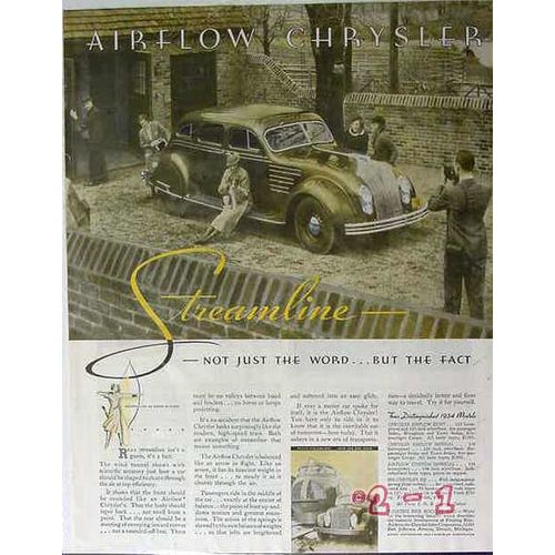 CHRYSLER 1934 Streamline Airflow Eight car vintage ad
