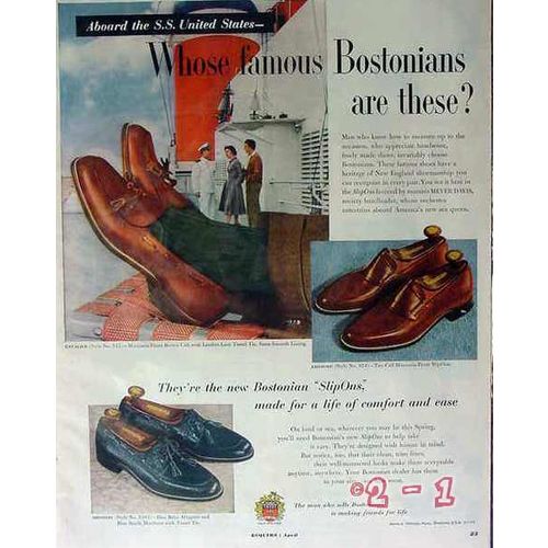 BOSTONIAN 1953 Meyer Davis bandleader SS United States shoe vintage ad