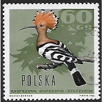 Mi 1722: 60 gr. multicoloured Woodland Birds: Hoopoe (Upupa epops)