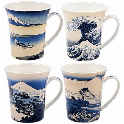 Set of 4 The Great Kanagawa Wave Coffee Mugs Hokusai Design - 10 CM - 0012CM