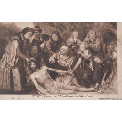 Quentin L'Ensevissement Du Christ Belgium Painting Museum Antique Postcard